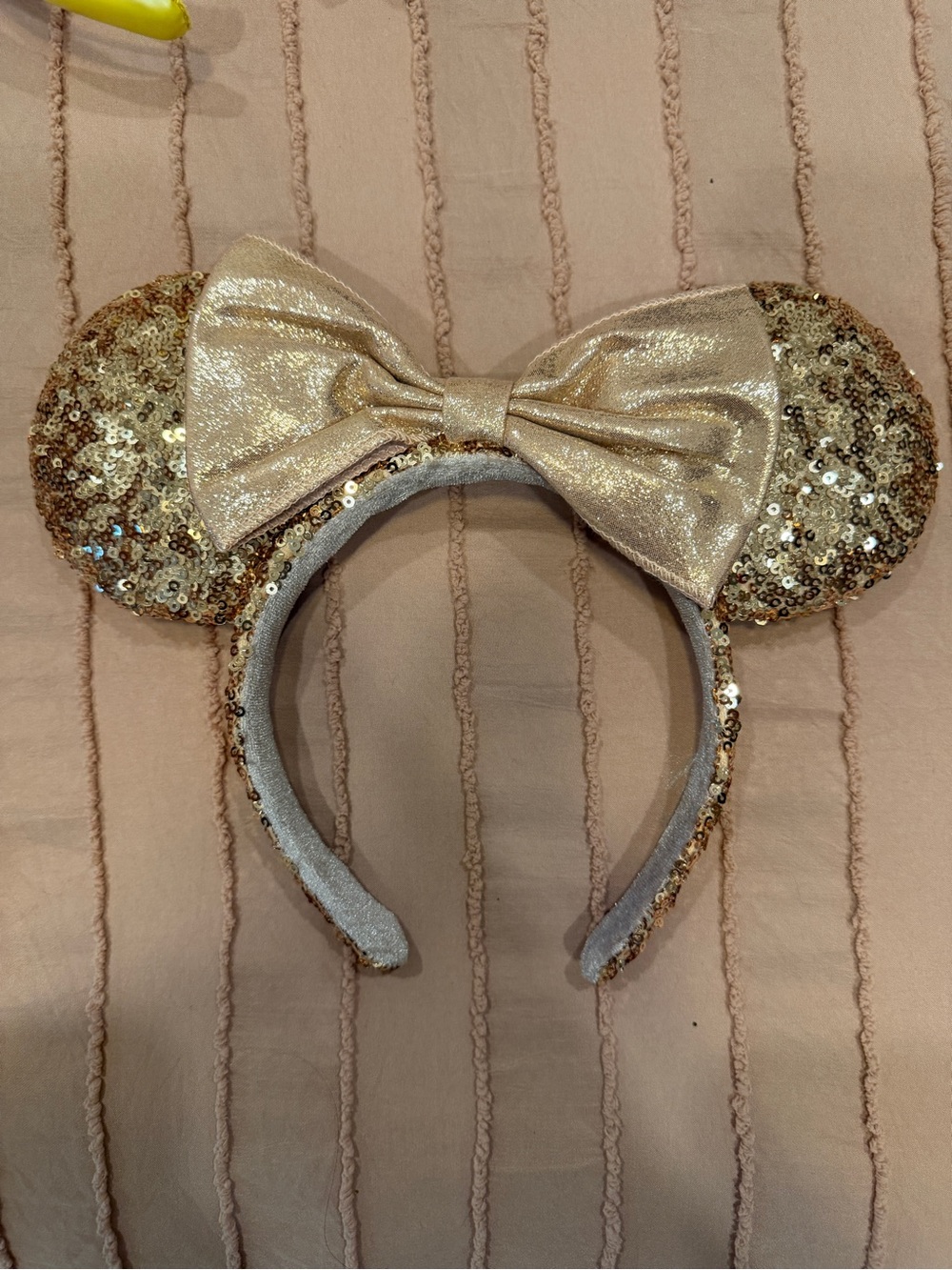 Rose Gold Sequin Mouse Ear Headband with Bow